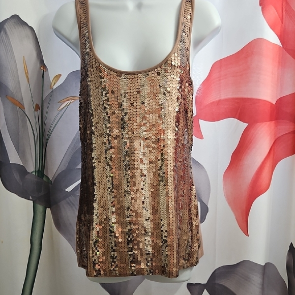 2B Bebe Bronze Sequin Tank Top - Picture 1 of 5